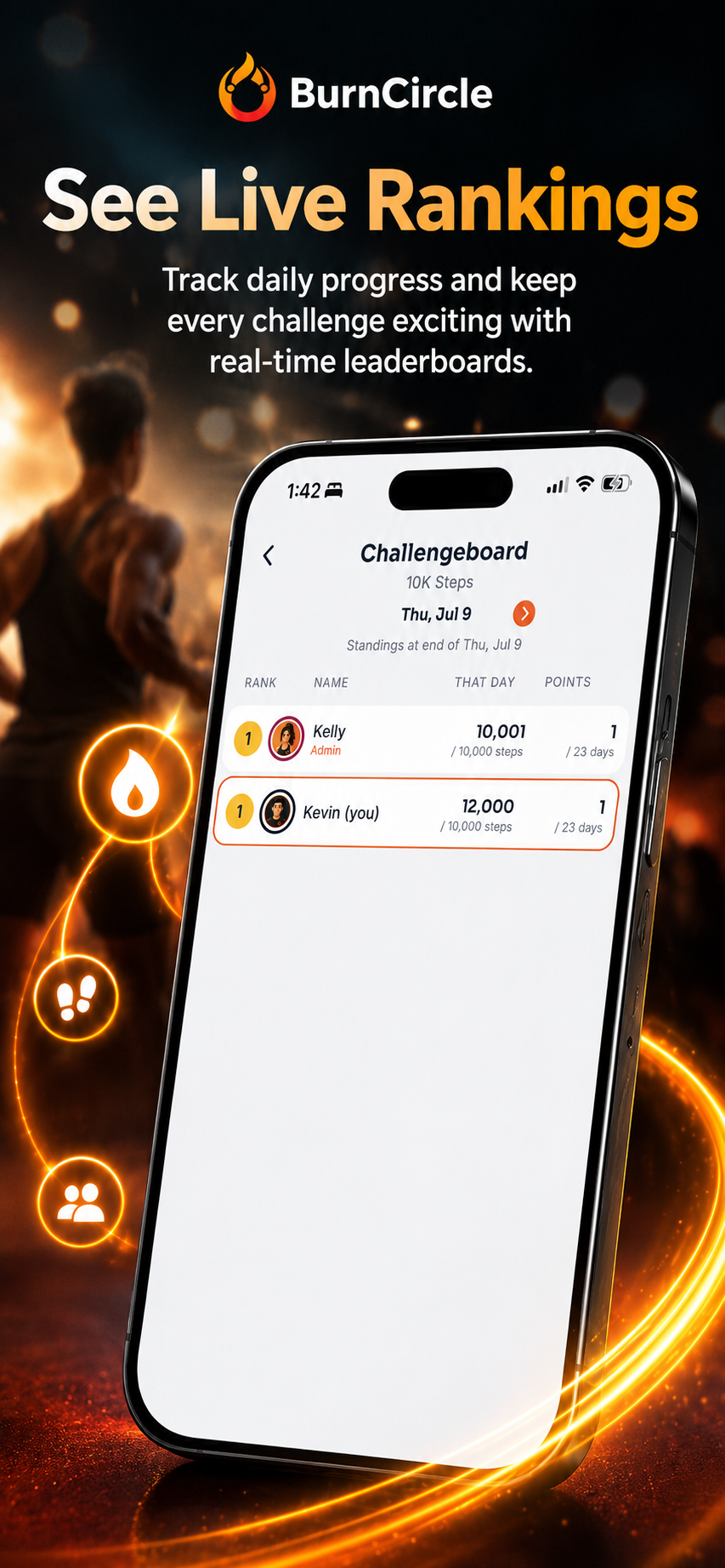 Live challengeboard with rankings